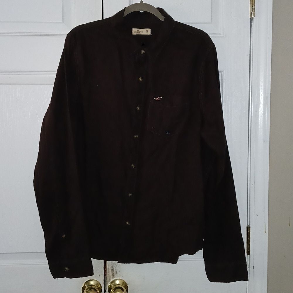 Hollister brown button down collar dress shirt Sz XL NWT